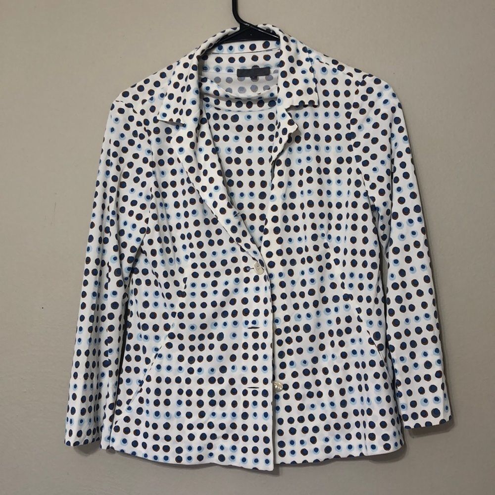 Junko Shimada Vintage Women’s 2 polka dot 2 Piece Button Up Sleeveless Tank Set